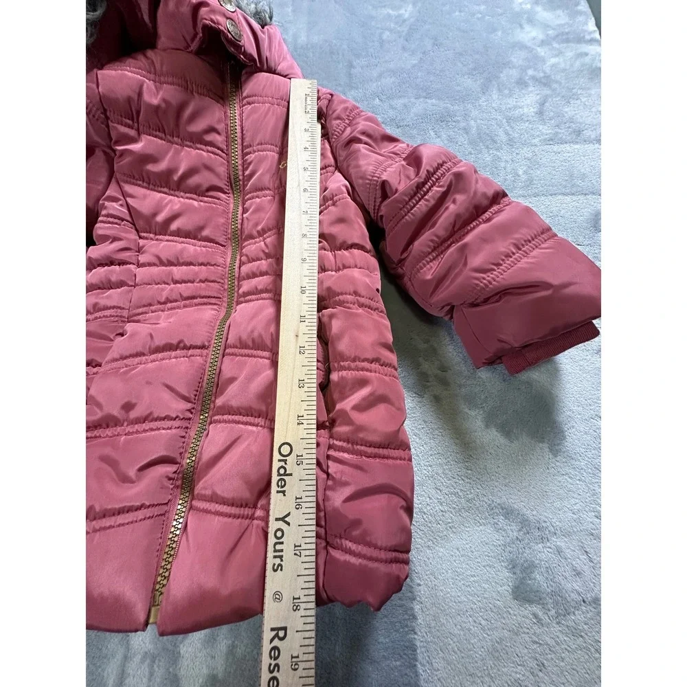 Calvin Klein‎ Girls Puffer Jacket Winter Coat Faux Fur Hood Sz 2T Warm Cozy Snow